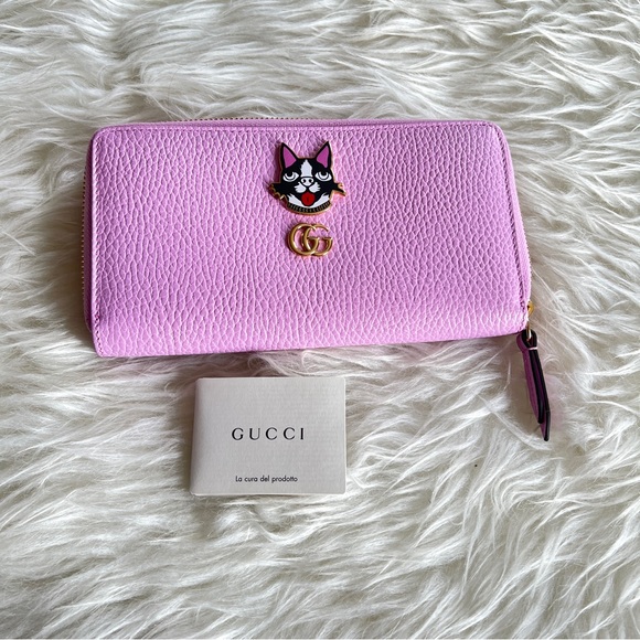 New Gucci Dollar Calfskin GG Marmont Bosco Zip Around Wallet - Picture 1 of 8
